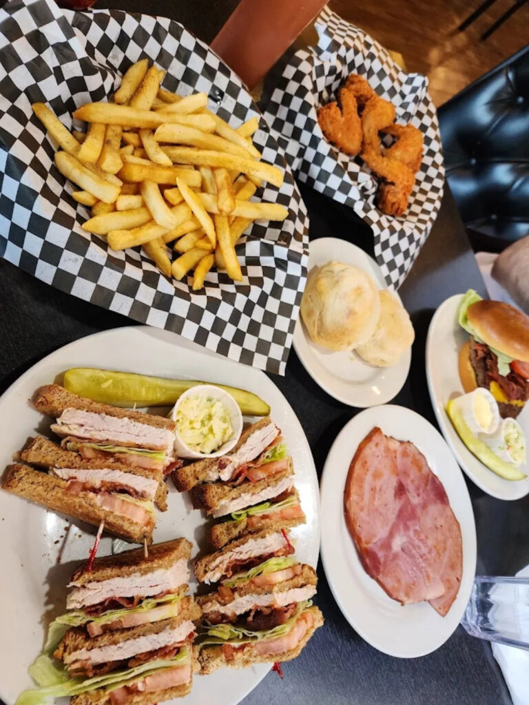 Club sandwich and biscuits at Daley's Restaurant, oldest restaurant in Chicago, Woodlawn
